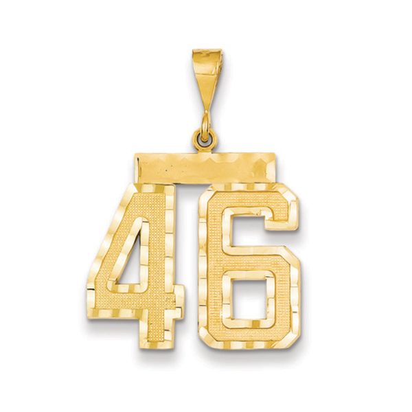 14k Yellow Gold, Varsity Collection, Large D/C Pendant Number 46