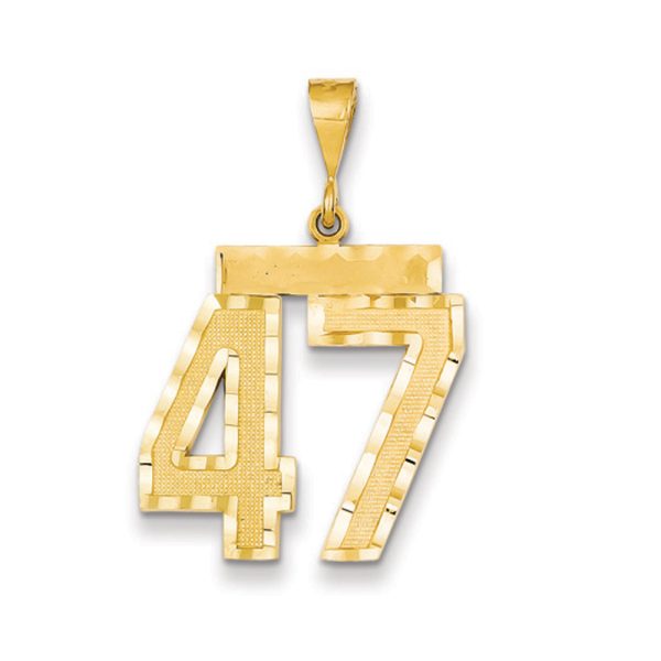 14k Yellow Gold, Varsity Collection, Large D/C Pendant Number 47