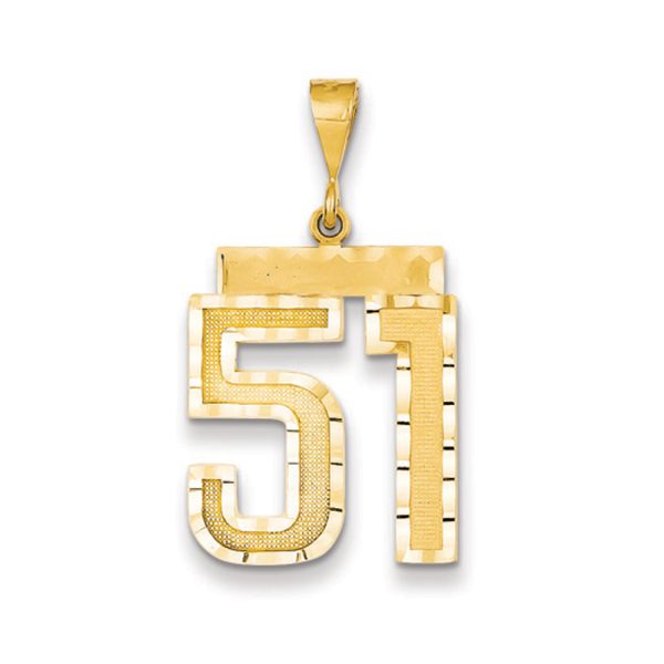 14k Yellow Gold, Varsity Collection, Large D/C Pendant Number 51