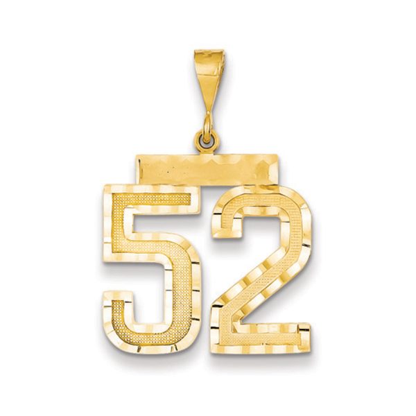 14k Yellow Gold, Varsity Collection, Large D/C Pendant Number 52