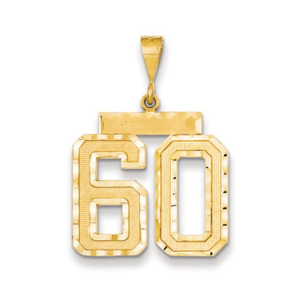 14k Yellow Gold, Varsity Collection, Large D/C Pendant Number 60