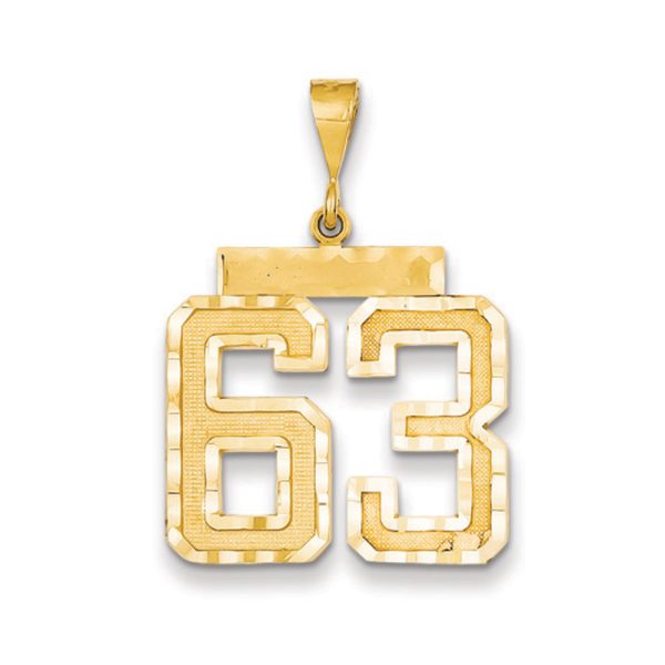 14k Yellow Gold, Varsity Collection, Large D/C Pendant Number 63