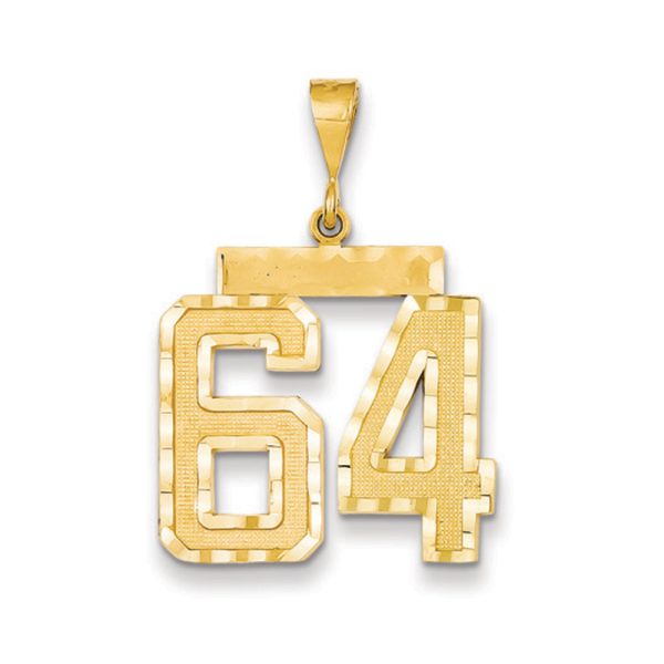 14k Yellow Gold, Varsity Collection, Large D/C Pendant Number 64