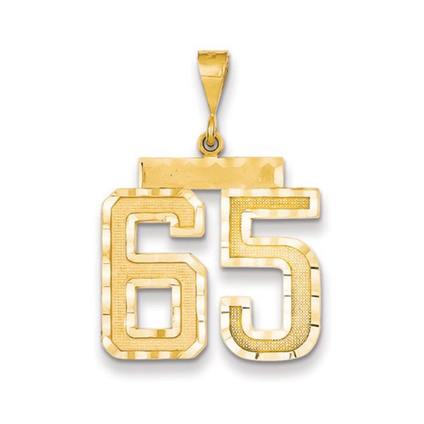 14k Yellow Gold, Varsity Collection, Large D/C Pendant Number 65