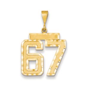 14k Yellow Gold, Varsity Collection, Large D/C Pendant Number 67