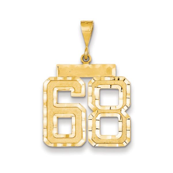 14k Yellow Gold, Varsity Collection, Large D/C Pendant Number 68