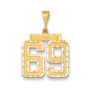 14k Yellow Gold, Varsity Collection, Large D/C Pendant Number 69