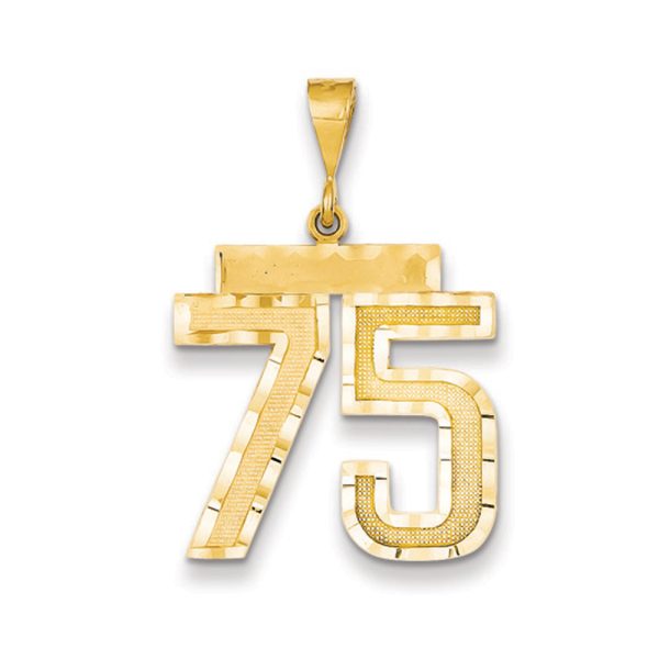 14k Yellow Gold, Varsity Collection, Large D/C Pendant Number 75