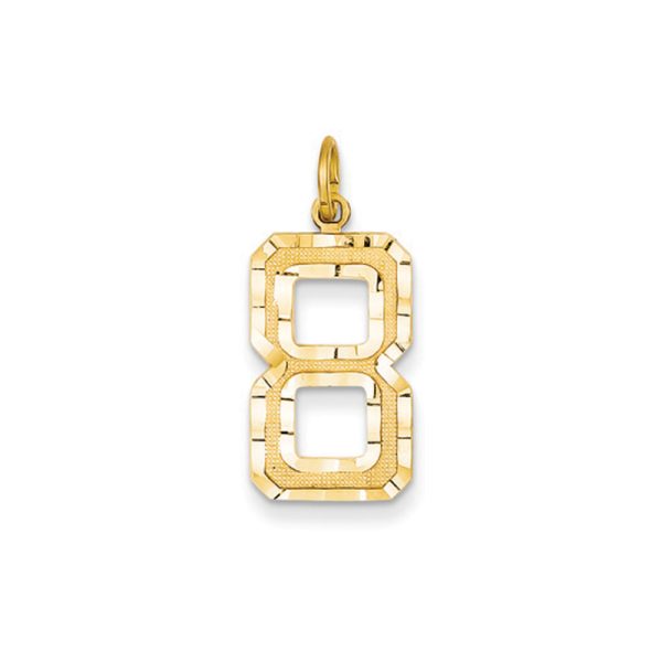 14k Yellow Gold, Varsity Collection, Large D/C Pendant Number 8