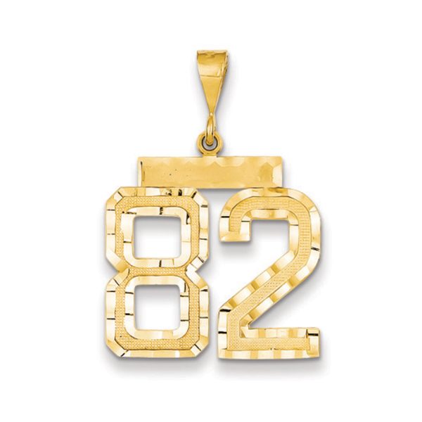 14k Yellow Gold, Varsity Collection, Large D/C Pendant Number 82