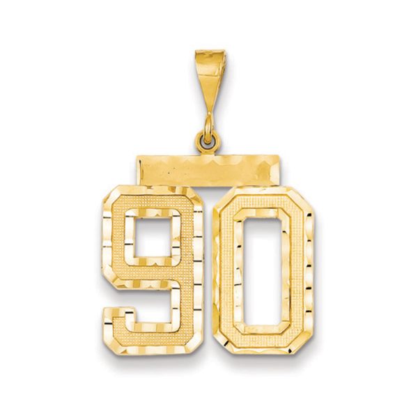 14k Yellow Gold, Varsity Collection, Large D/C Pendant Number 90