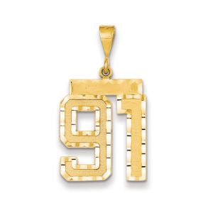 14k Yellow Gold, Varsity Collection, Large D/C Pendant Number 91