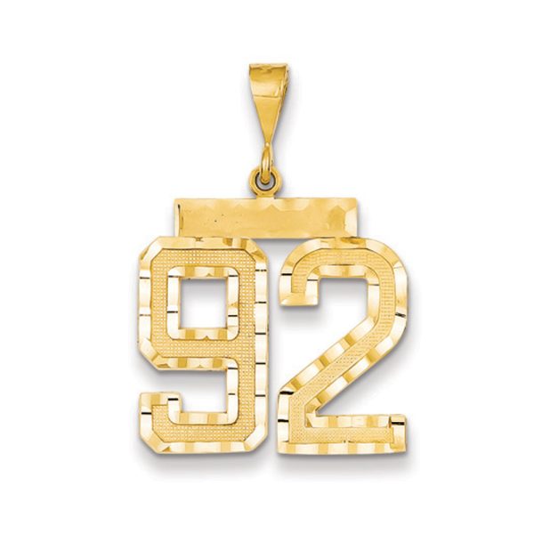 14k Yellow Gold, Varsity Collection, Large D/C Pendant Number 92