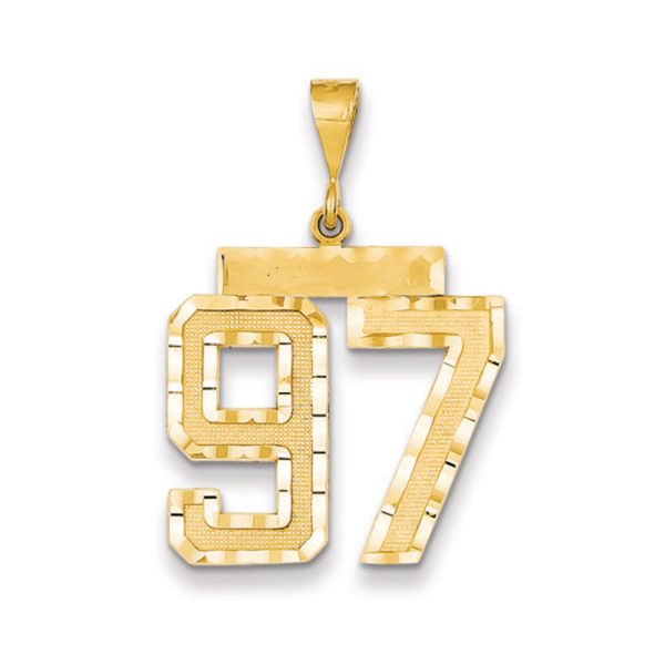 14k Yellow Gold, Varsity Collection, Large D/C Pendant Number 97