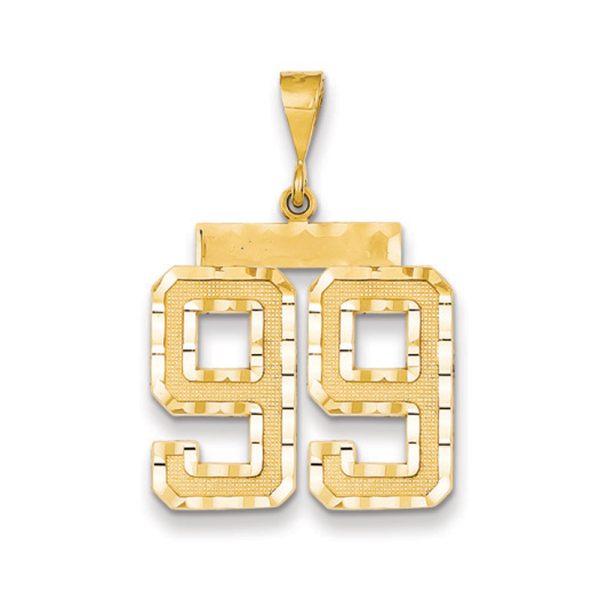 14k Yellow Gold, Varsity Collection, Large D/C Pendant Number 99