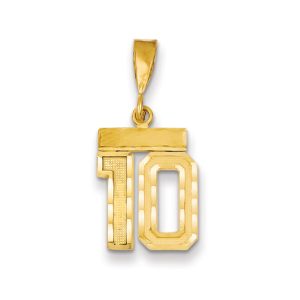 14k Yellow Gold, Varsity Collection, Small D/C Pendant Number 10