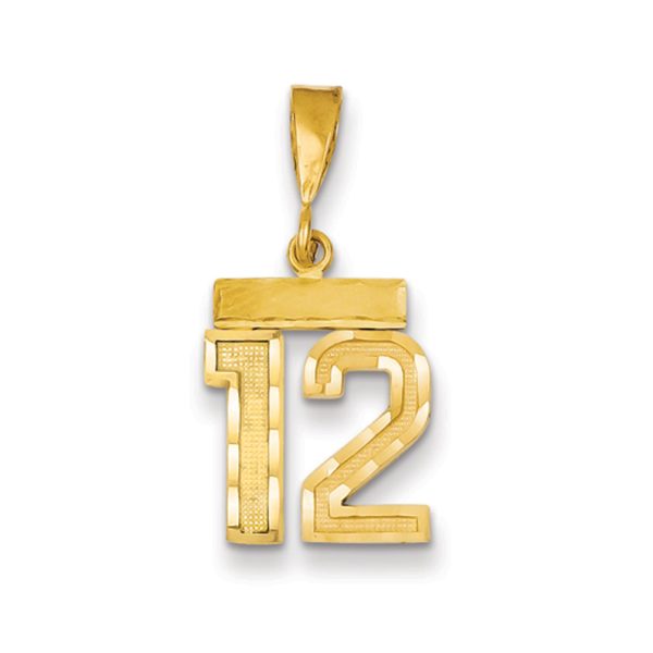 14k Yellow Gold, Varsity Collection, Small D/C Pendant Number 12