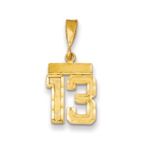 14k Yellow Gold, Varsity Collection, Small D/C Pendant Number 13