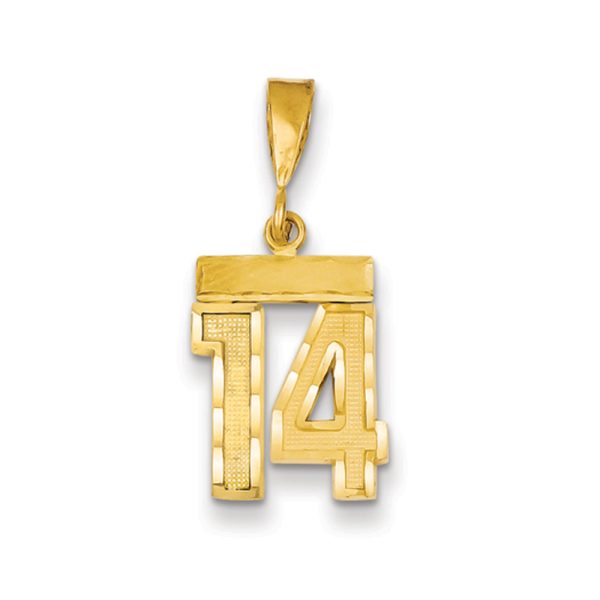 14k Yellow Gold, Varsity Collection, Small D/C Pendant Number 14