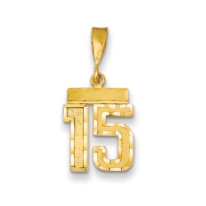 14k Yellow Gold, Varsity Collection, Small D/C Pendant Number 15