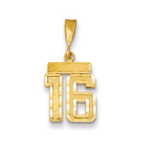 14k Yellow Gold, Varsity Collection, Small D/C Pendant Number 16