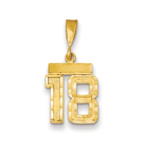 14k Yellow Gold, Varsity Collection, Small D/C Pendant Number 18