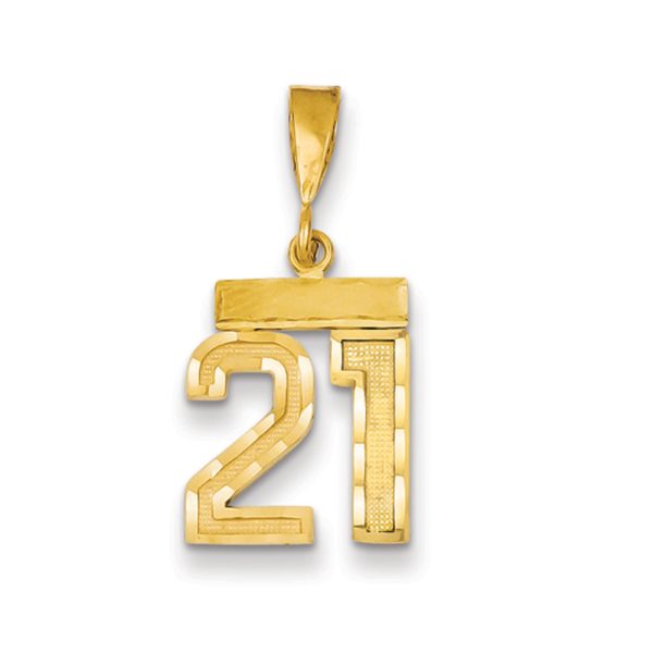 14k Yellow Gold, Varsity Collection, Small D/C Pendant Number 21