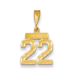 14k Yellow Gold, Varsity Collection, Small D/C Pendant Number 22