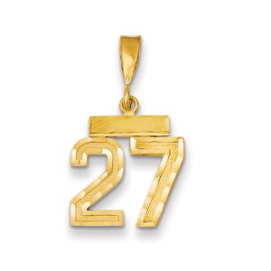 14k Yellow Gold, Varsity Collection, Small D/C Pendant Number 27