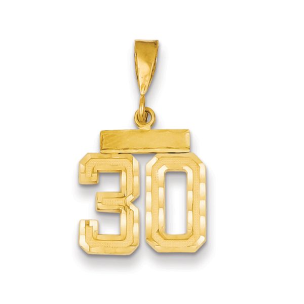 14k Yellow Gold, Varsity Collection, Small D/C Pendant Number 30