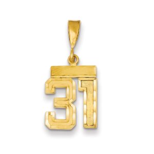 14k Yellow Gold, Varsity Collection, Small D/C Pendant Number 31