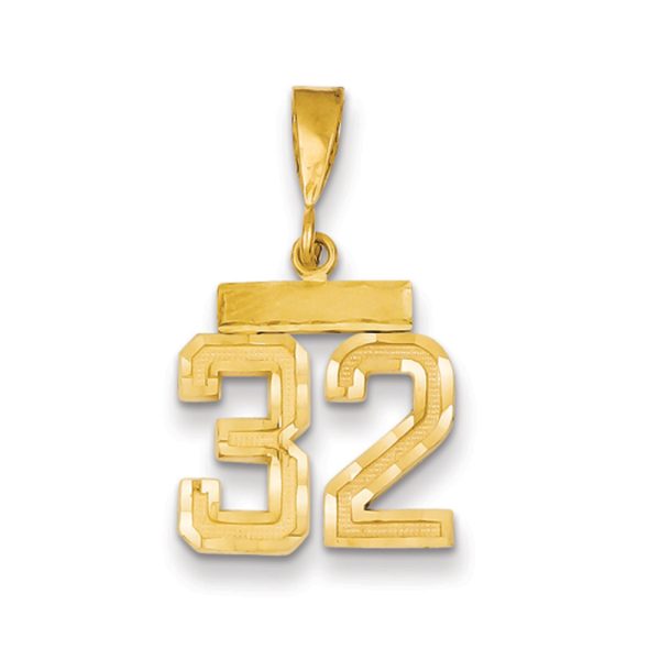 14k Yellow Gold, Varsity Collection, Small D/C Pendant Number 32