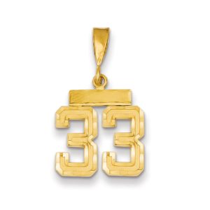 14k Yellow Gold, Varsity Collection, Small D/C Pendant Number 33