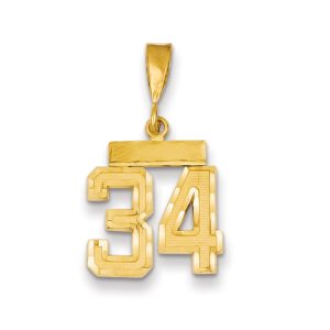 14k Yellow Gold, Varsity Collection, Small D/C Pendant Number 34