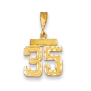 14k Yellow Gold, Varsity Collection, Small D/C Pendant Number 35