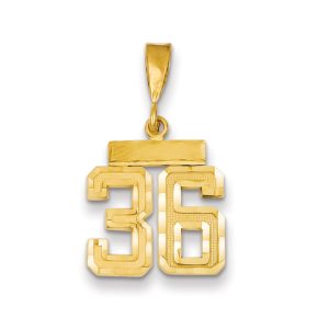 14k Yellow Gold, Varsity Collection, Small D/C Pendant Number 36