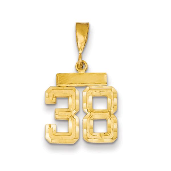 14k Yellow Gold, Varsity Collection, Small D/C Pendant Number 38