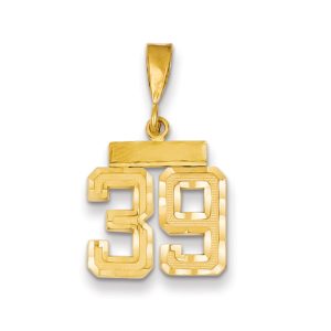 14k Yellow Gold, Varsity Collection, Small D/C Pendant Number 39