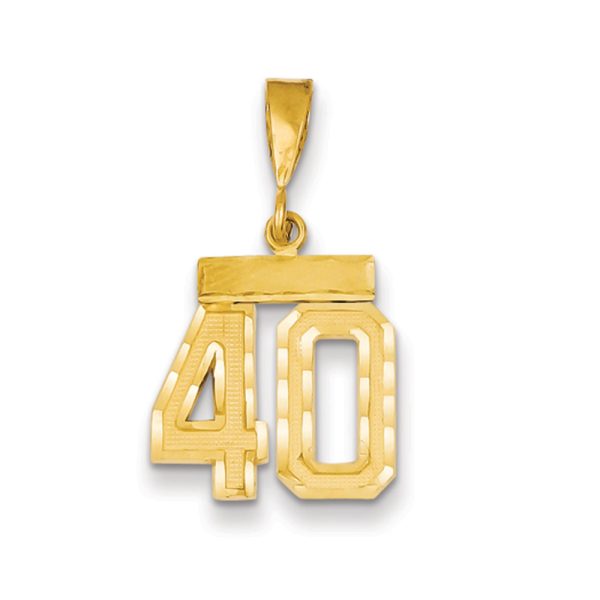 14k Yellow Gold, Varsity Collection, Small D/C Pendant Number 40