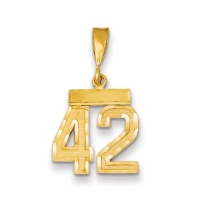 14k Yellow Gold, Varsity Collection, Small D/C Pendant Number 42