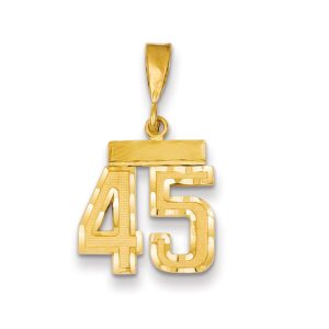 14k Yellow Gold, Varsity Collection, Small D/C Pendant Number 45