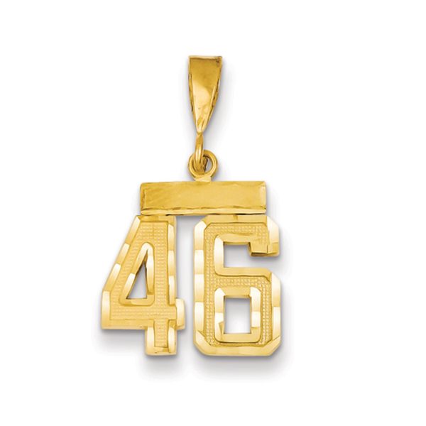 14k Yellow Gold, Varsity Collection, Small D/C Pendant Number 46