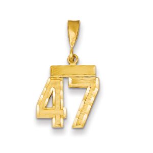 14k Yellow Gold, Varsity Collection, Small D/C Pendant Number 47