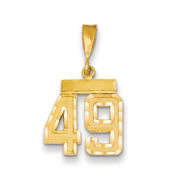 14k Yellow Gold, Varsity Collection, Small D/C Pendant Number 49