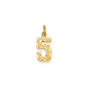 14k Yellow Gold, Varsity Collection, Small D/C Pendant Number 5