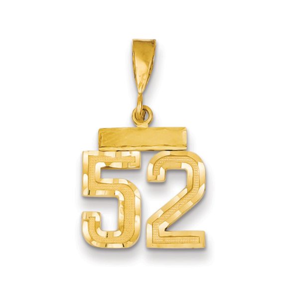 14k Yellow Gold, Varsity Collection, Small D/C Pendant Number 52