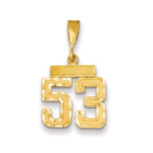 14k Yellow Gold, Varsity Collection, Small D/C Pendant Number 53