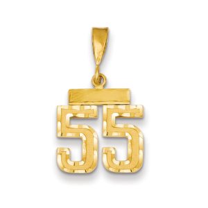 14k Yellow Gold, Varsity Collection, Small D/C Pendant Number 55