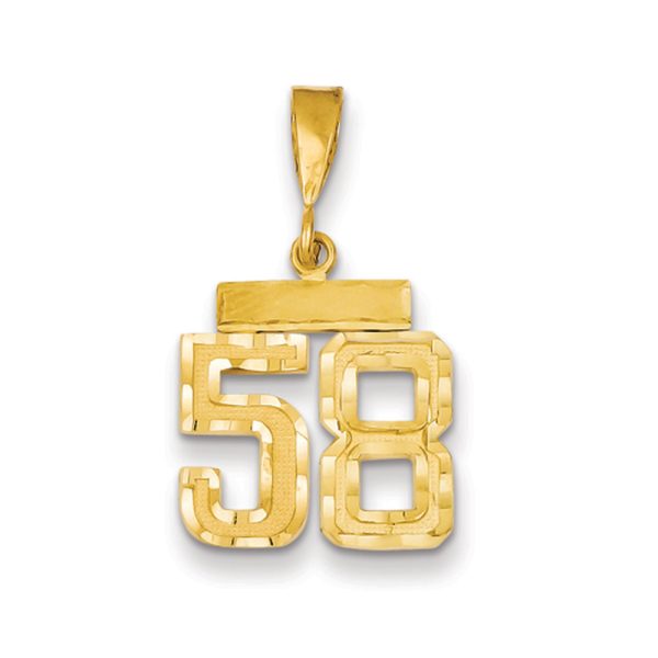 14k Yellow Gold, Varsity Collection, Small D/C Pendant Number 58