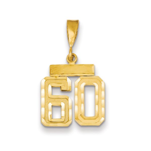 14k Yellow Gold, Varsity Collection, Small D/C Pendant Number 60